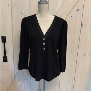 White House Black Market Black 3/4 Sleeve Elevated T-shirt